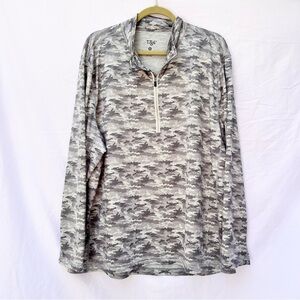 1764 GOLF MENS LONG SLEEVE GRAY CAMO HALF QUARTER ZIP PULLOVER SWEATSHIRT XL
